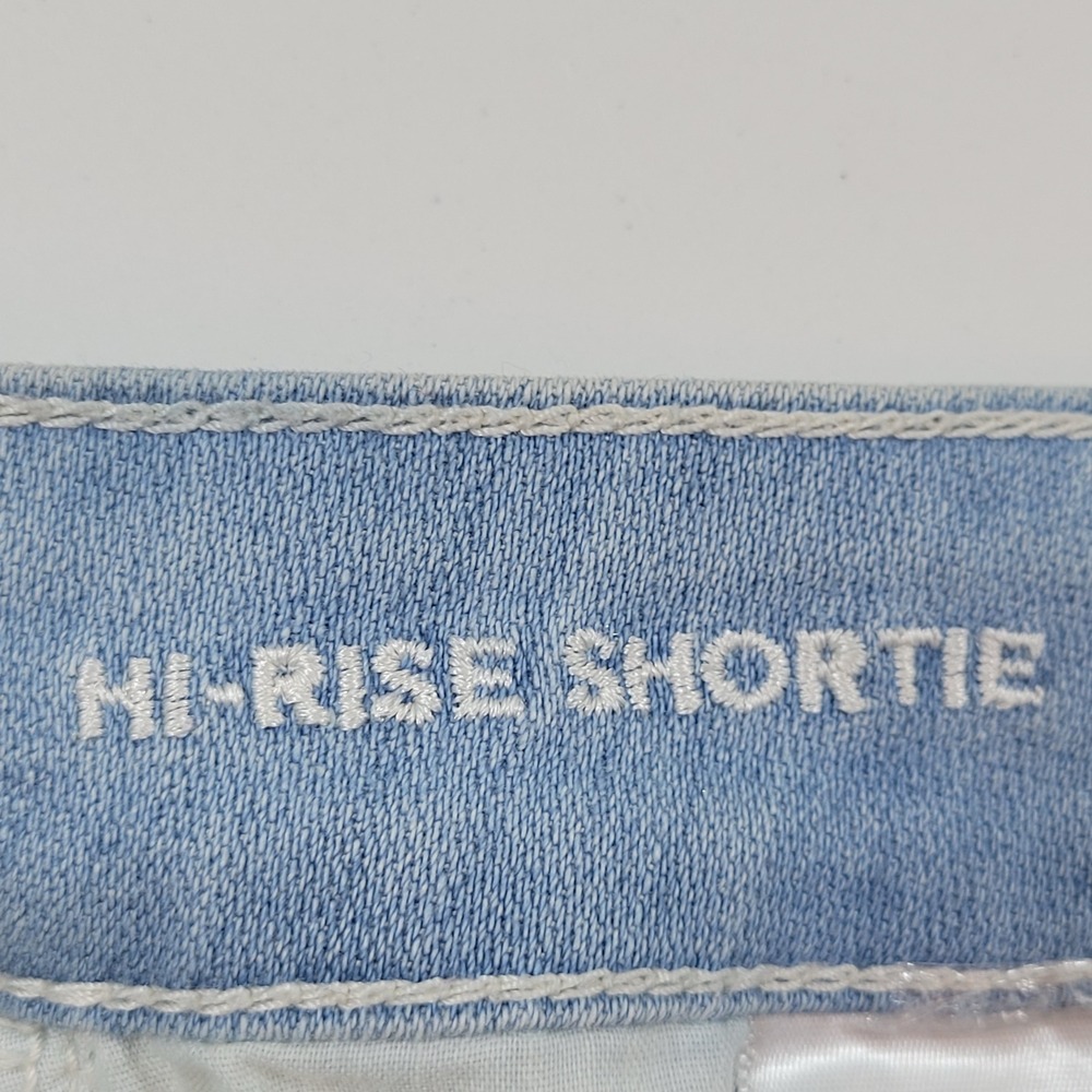 American Eagle Denim Short Women 6 Blue Excellent Hi-Rise Lace Crochet Distress - Picture 8 of 10